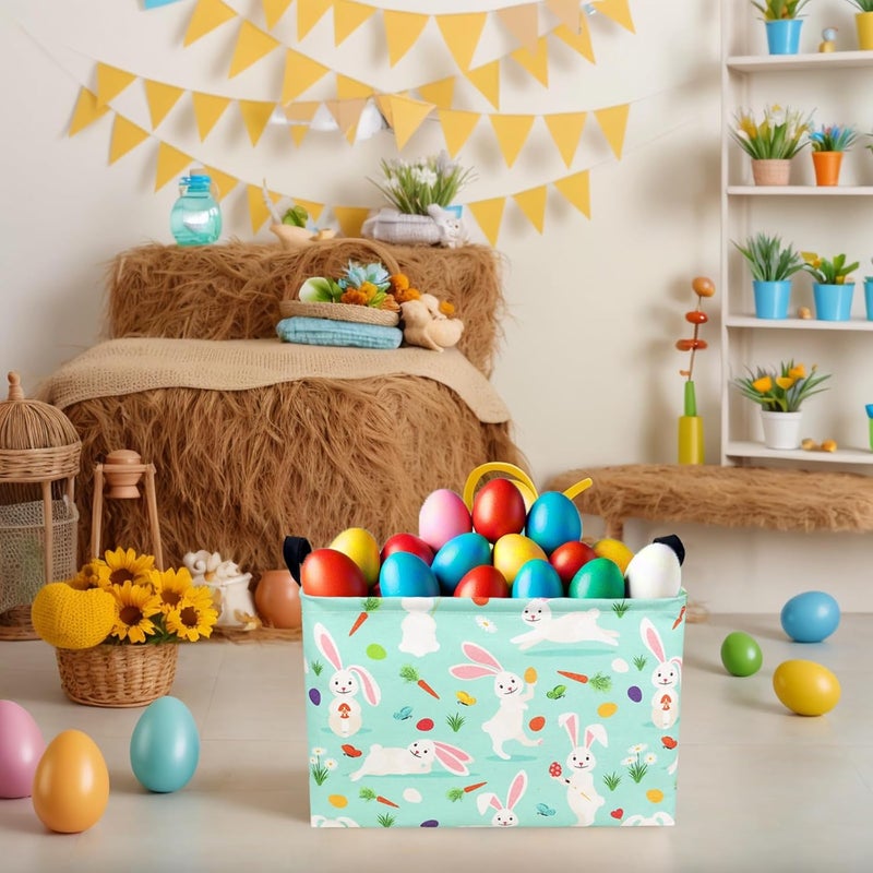 SETAMA Large Empty Easter Basket for Kid Fabric Personalized Bunny Eggs Easter Gift Basket for Boy and Girl (Rabbit Magician Easter Egg) - Image 2
